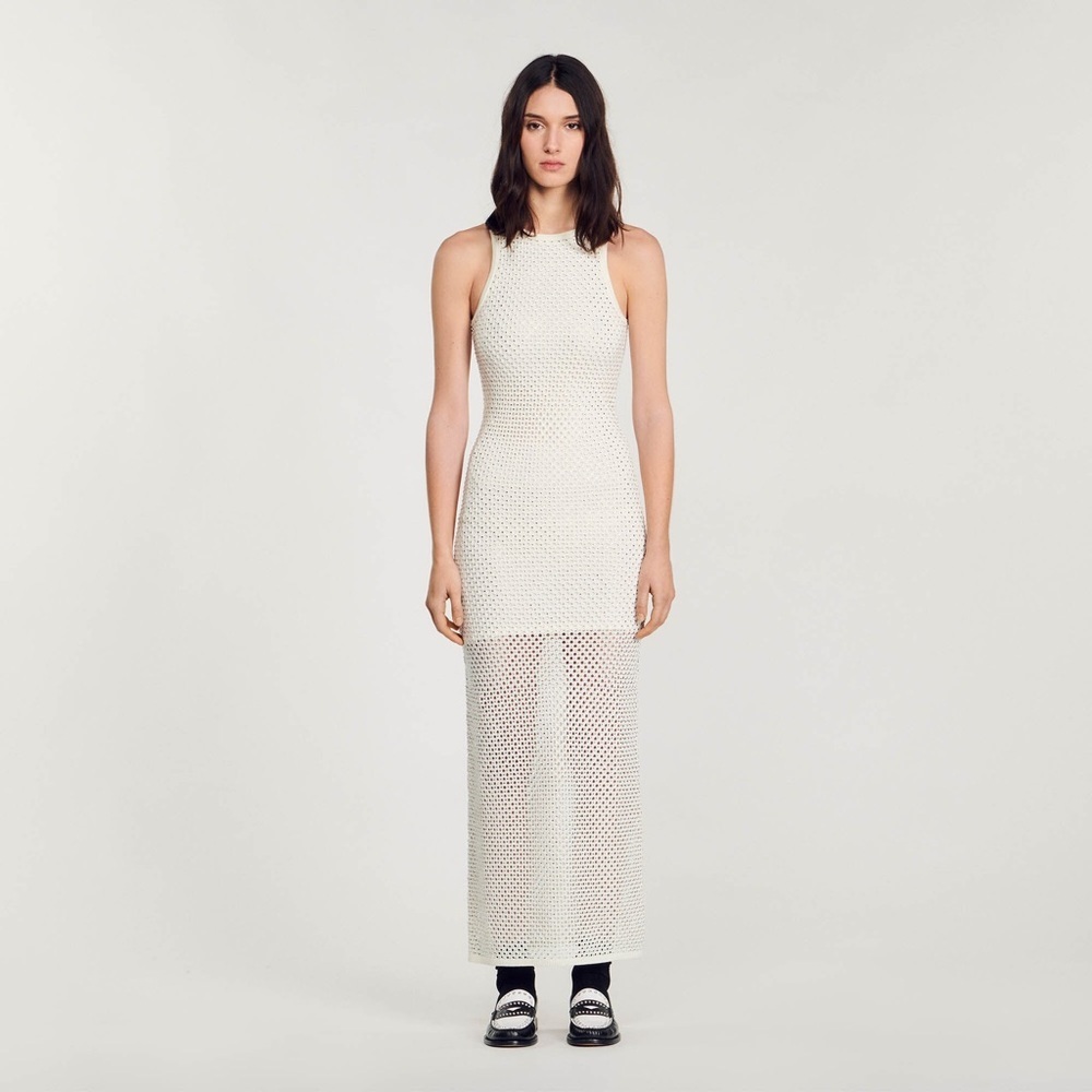 Sandro Rhinestone-Embellished Knitted Maxi Dress - Picture 3 of 9